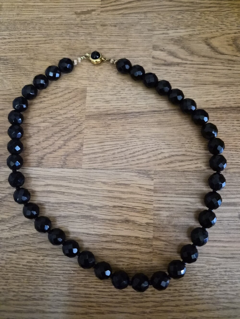 Austrian Black Glass Beaded Necklace Good Condition